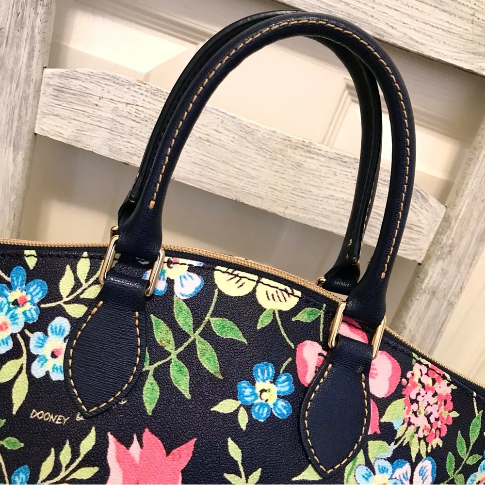 Dooney & Bourke Cottage Garden Ruby Satchel Midnight Blue